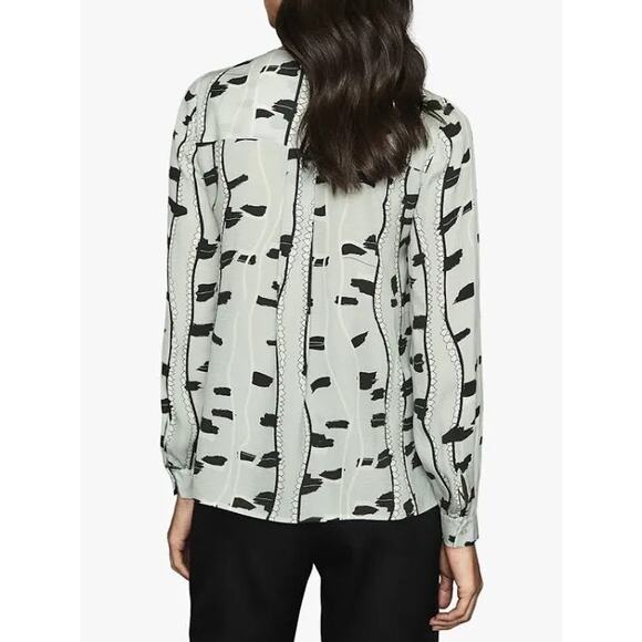 Reiss Sienna Snake Print Long Sleeve Top Size 4 Cream Multi - Picture 4 of 11